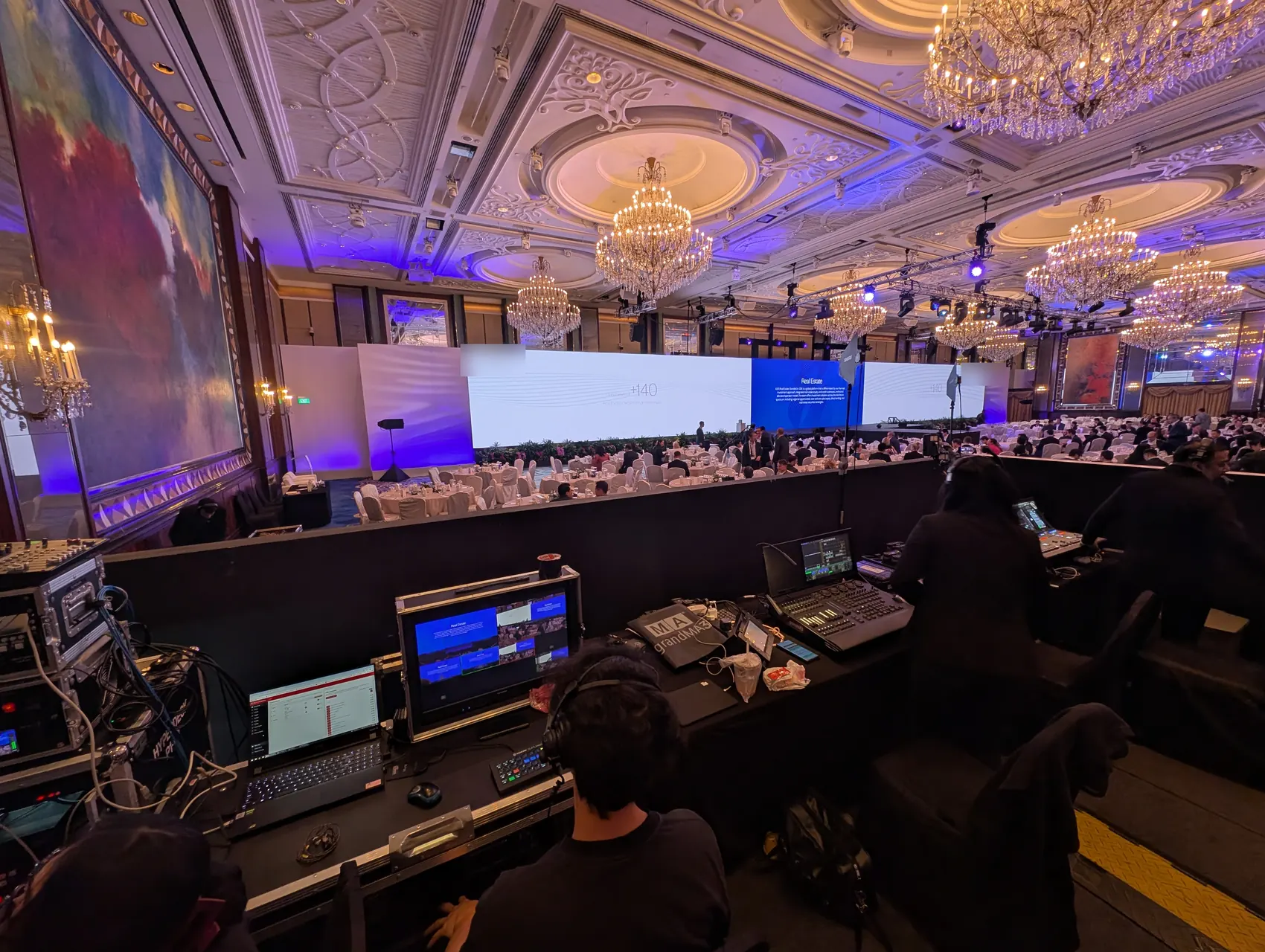 FOH production control position in a live ballroom event